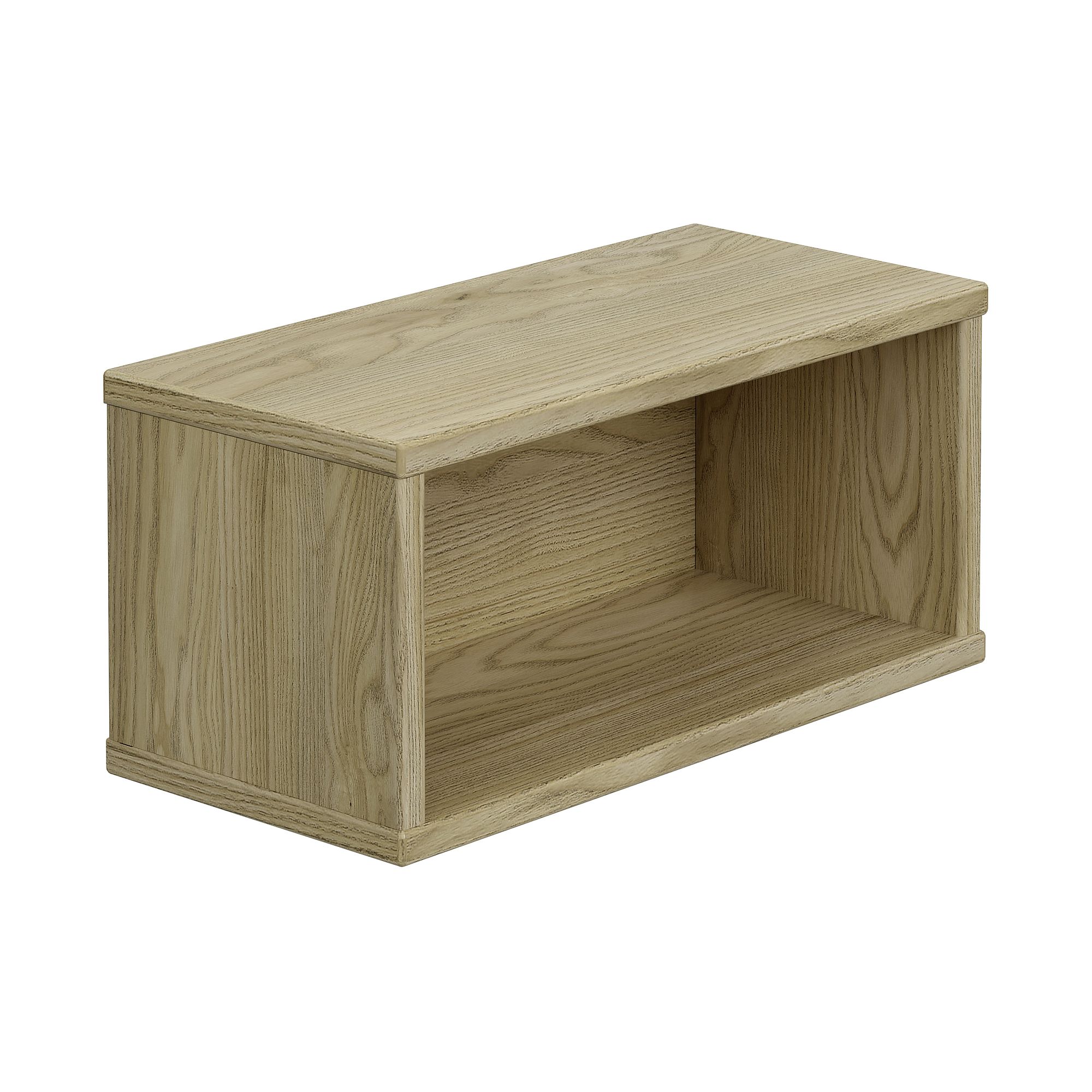 Wandregal Wandbox, rechteckig, 40 x 18,5 cm, Eiche-Montana Rechteckige offene Regalbox aus hellem Holz mit sichtbarer Holzmaserung.