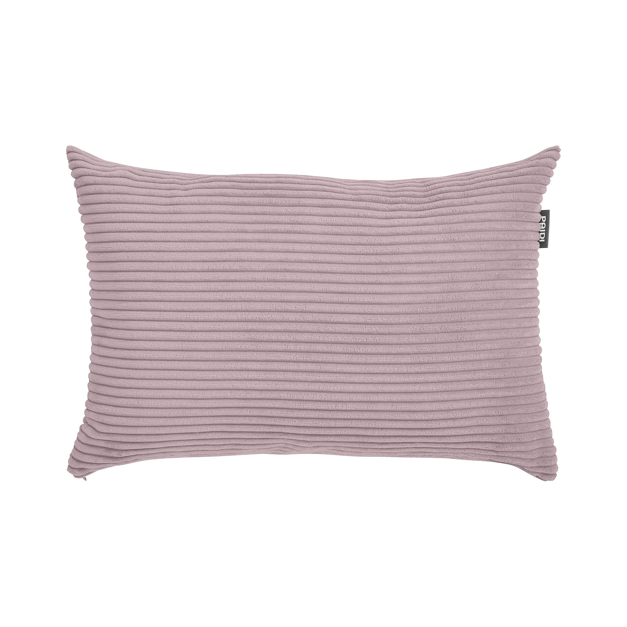 Rechteckiges lilafarbenes Kissen mit einer gerippten, strukturierten Oberfläche auf weißem Hintergrund.