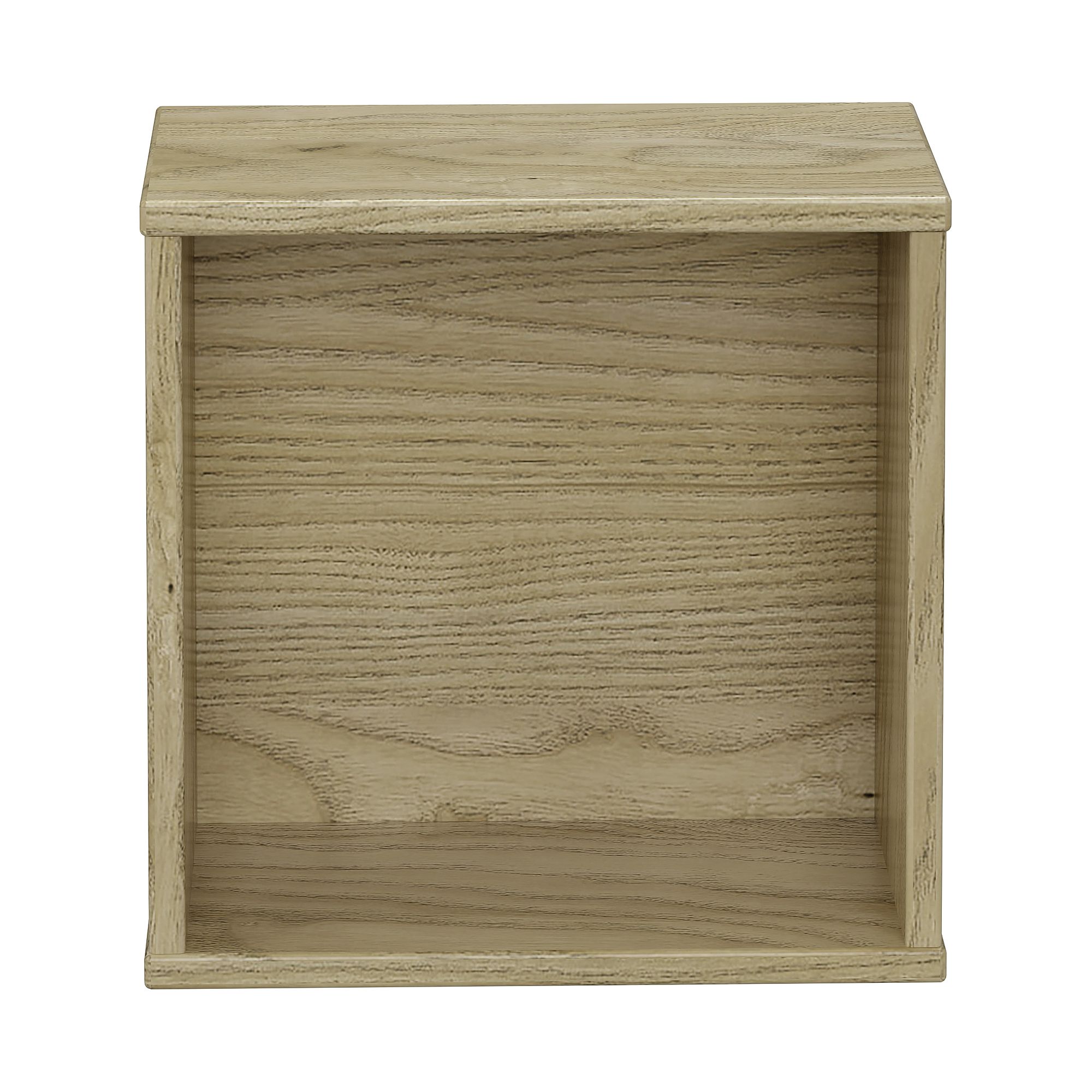 Wandregal Wandbox, quadratisch, 35 x 35 cm, Eiche-Montana Quadratisches Wandregal aus Holz mit leichter natürlicher Oberfläche, von vorne gesehen.