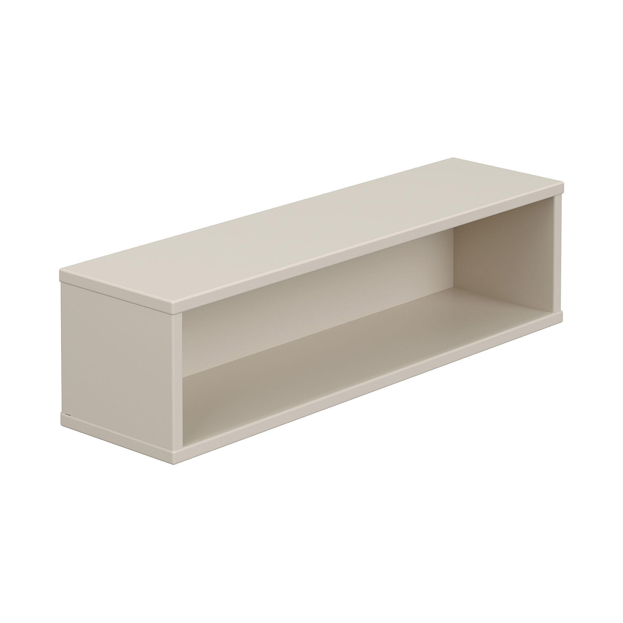 Wandregal Wandbox, rechteckig lang, 70 x 18,5 cm, Cashmere-Beige Beigefarbenes rechteckiges Wandregal mit offener Front und minimalistischem Design.