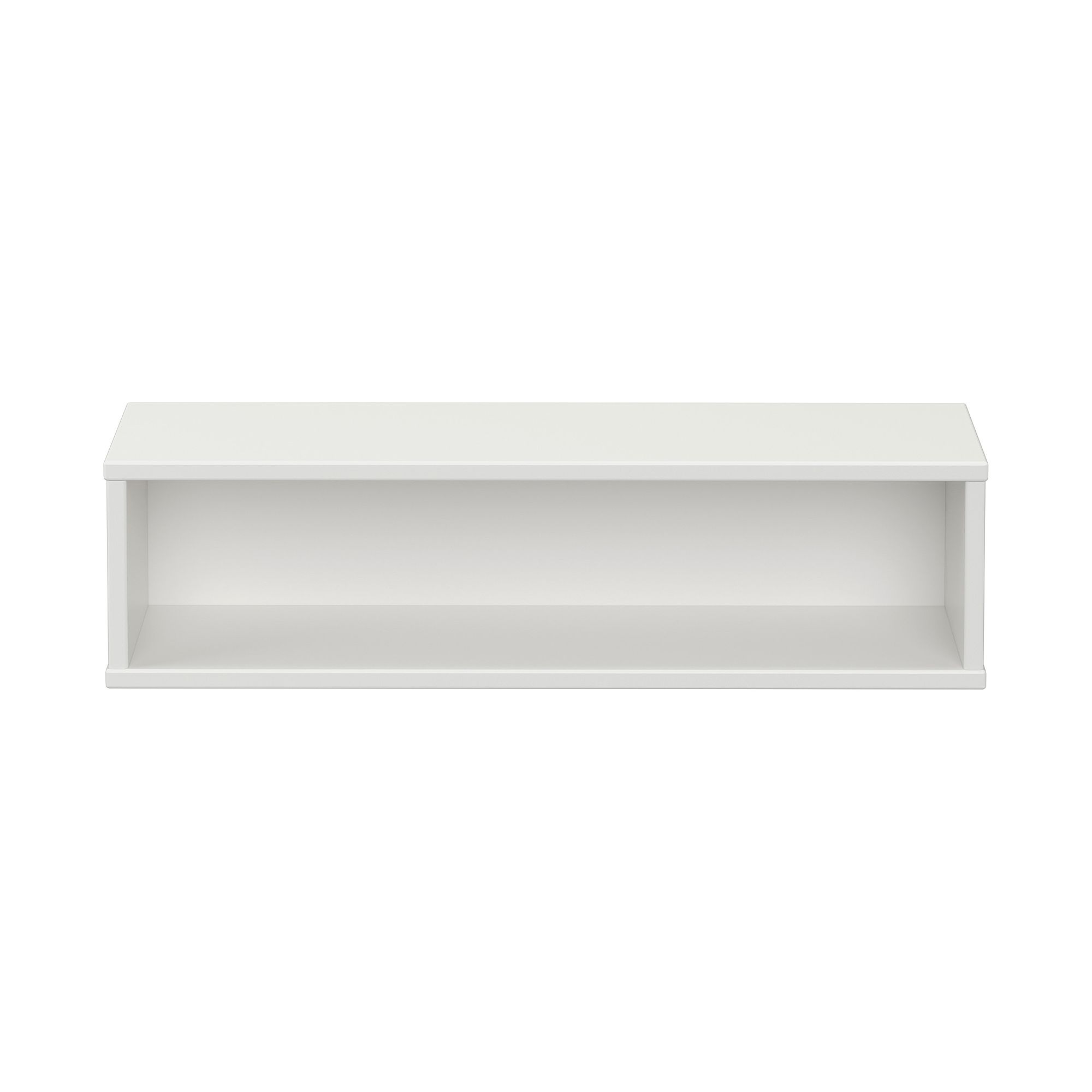 Wandregal Wandbox, rechteckig lang, 70 x 18,5 cm, Off-White Weißes rechteckiges Wandregal mit offener Front, von vorne gesehen.