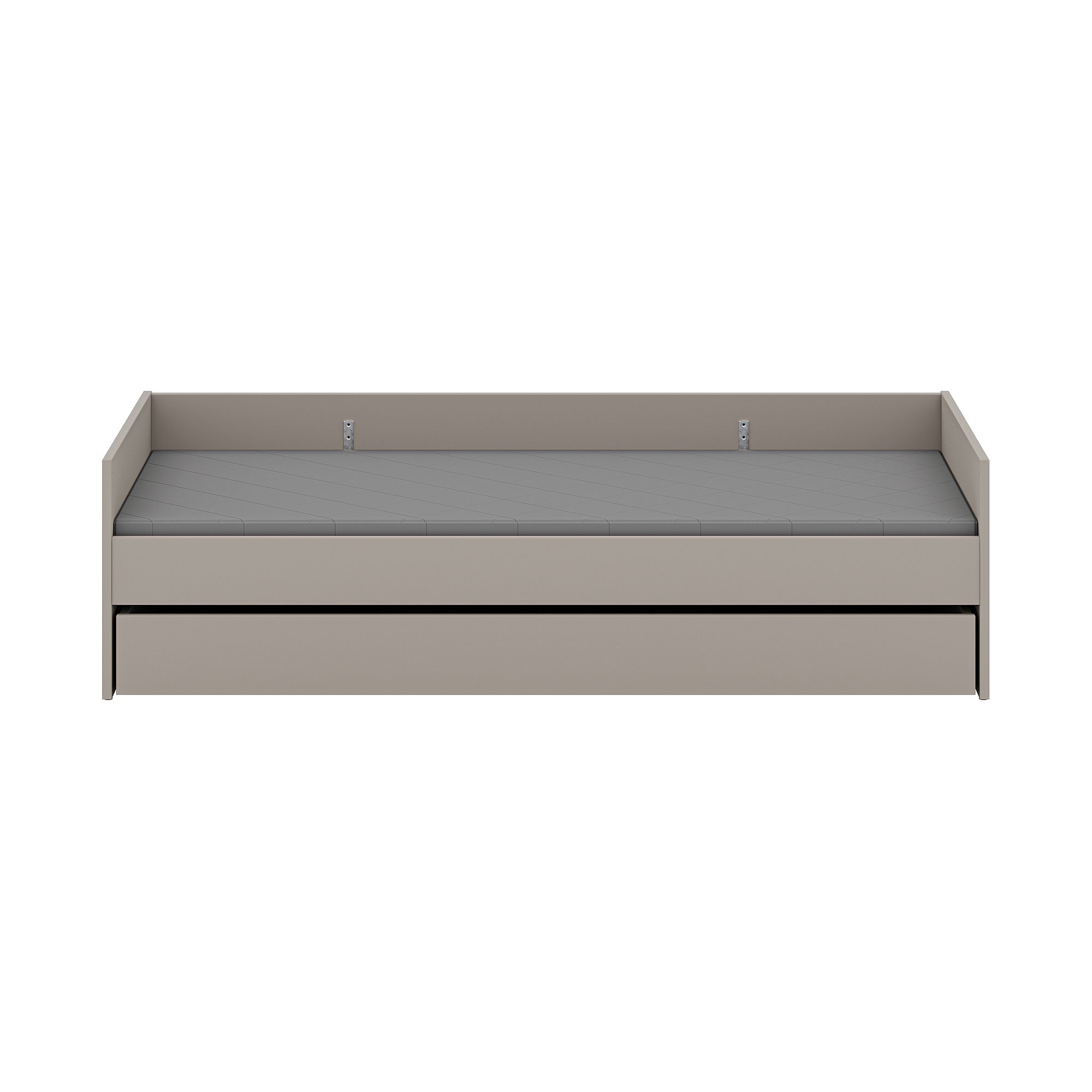 Kojenbett Brother Stu 90 x 200 cm, mit Bettkasten Graues Daybed mit Seiten- und Rückenpaneelen, darunter eine ausziehbare Schublade.