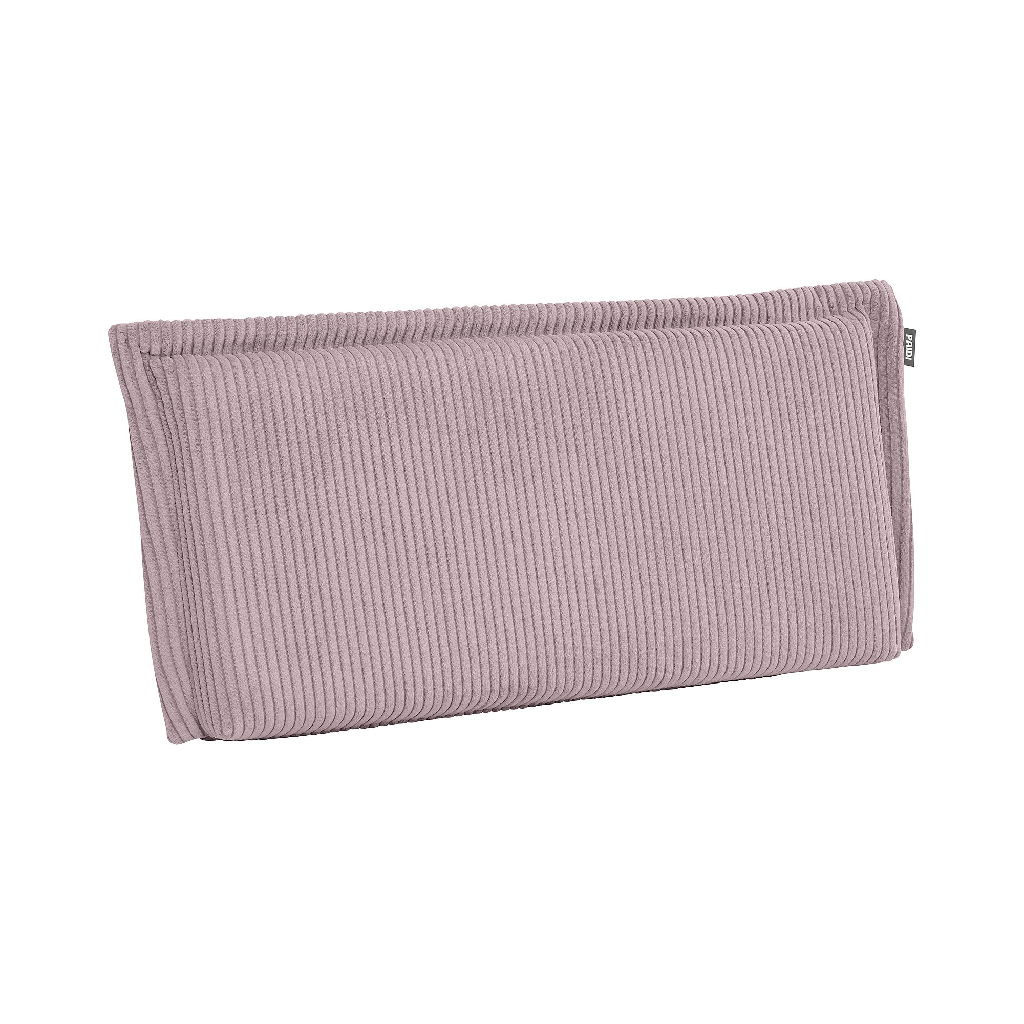 Rechteckiges mauvefarbenes Kissen mit vertikaler Rippenstruktur auf weißem Hintergrund.