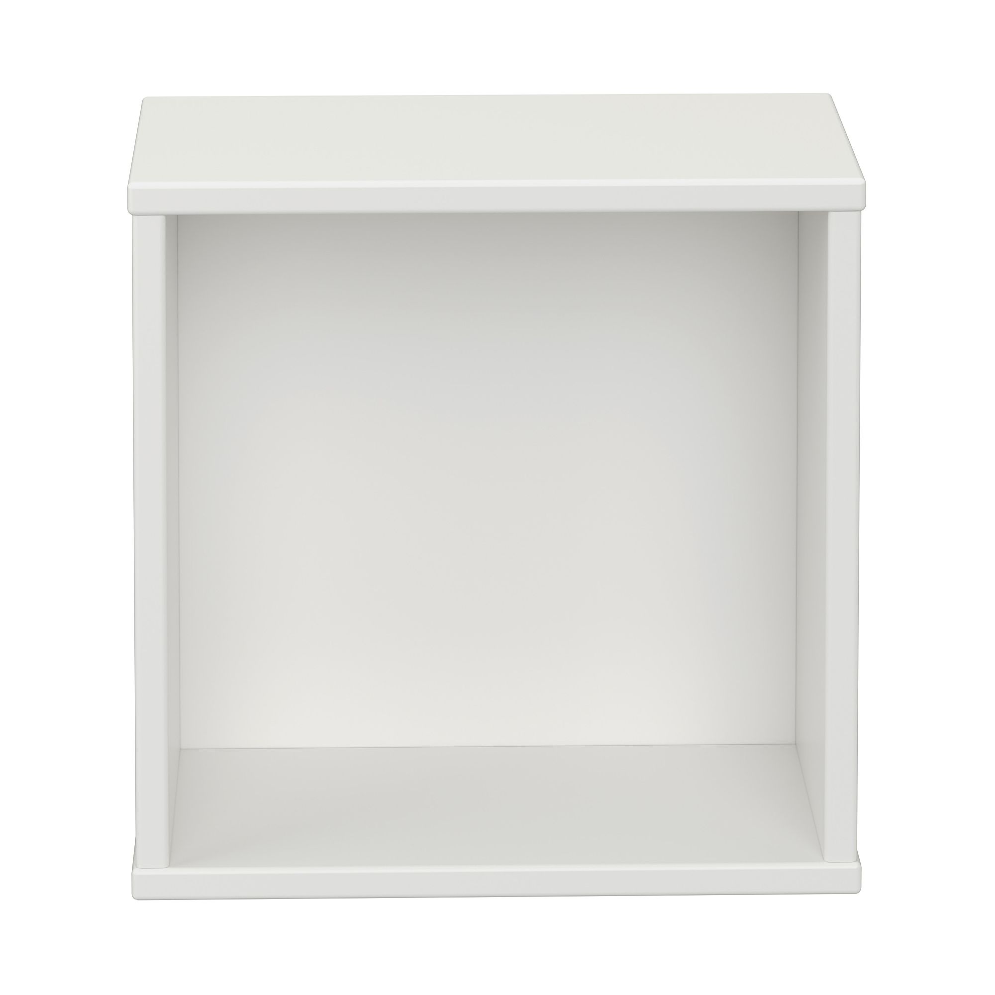 Wandregal Wandbox, quadratisch, 35 x 35 cm, Off-White Ein schlichtes, weißes, quadratisches, offenes Regal von vorne gesehen.