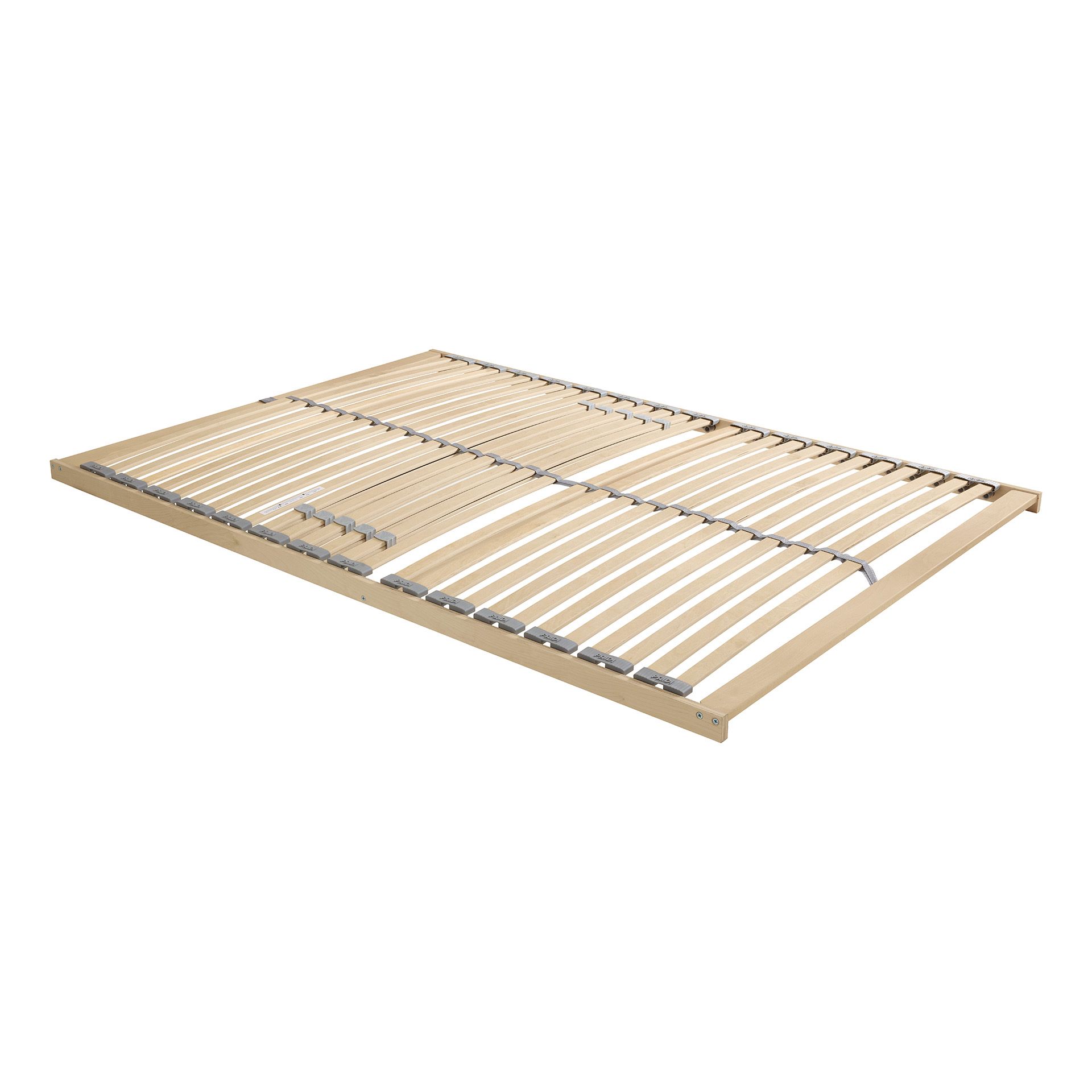 Lattenrost aus Holz mit gebogenen Latten in gleichmäßigen Abständen.