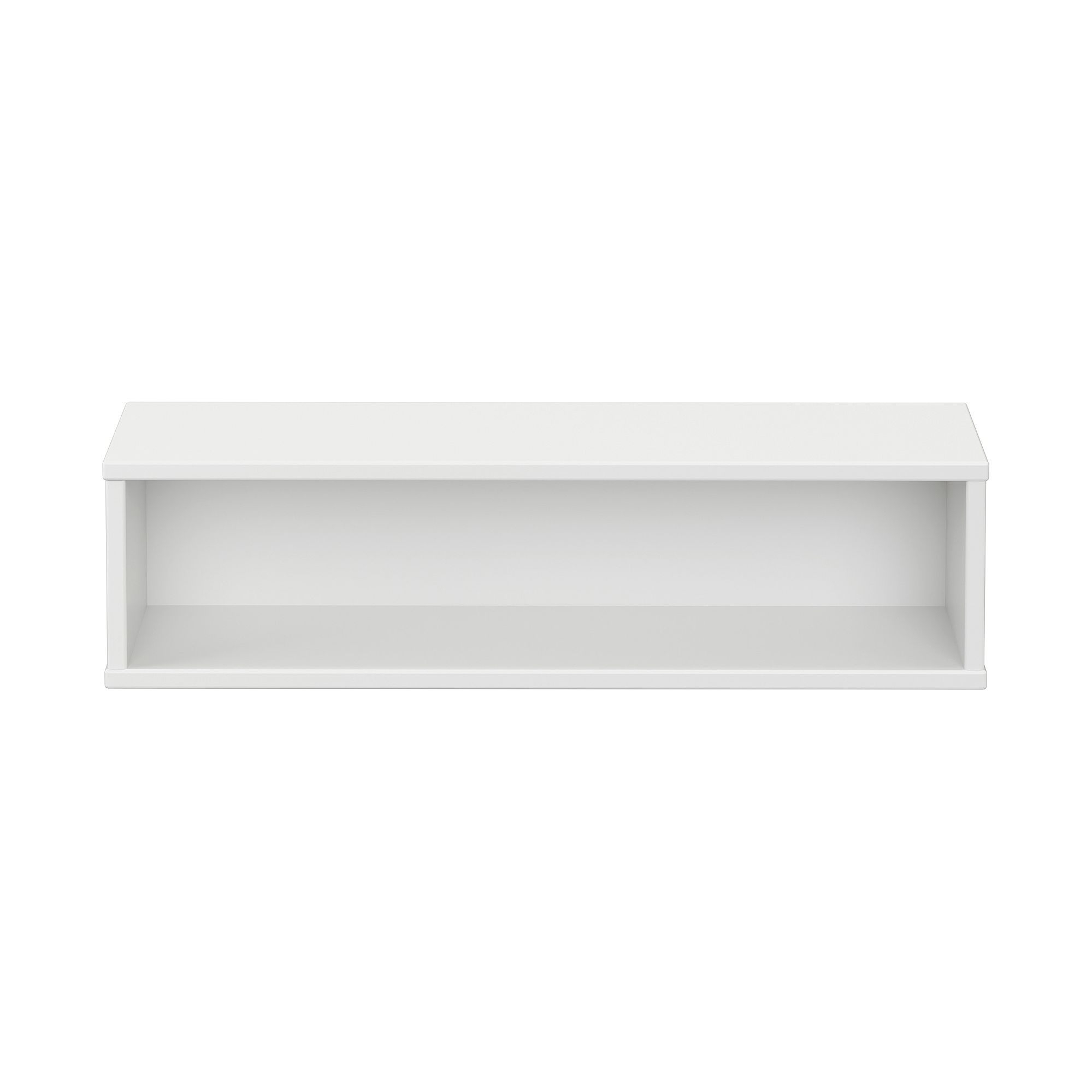 Wandregal Wandbox, rechteckig lang, 70 x 18,5 cm, Kreideweiß Weißes, rechteckiges, offenes Wandregal mit einfachem, minimalistischem Design.