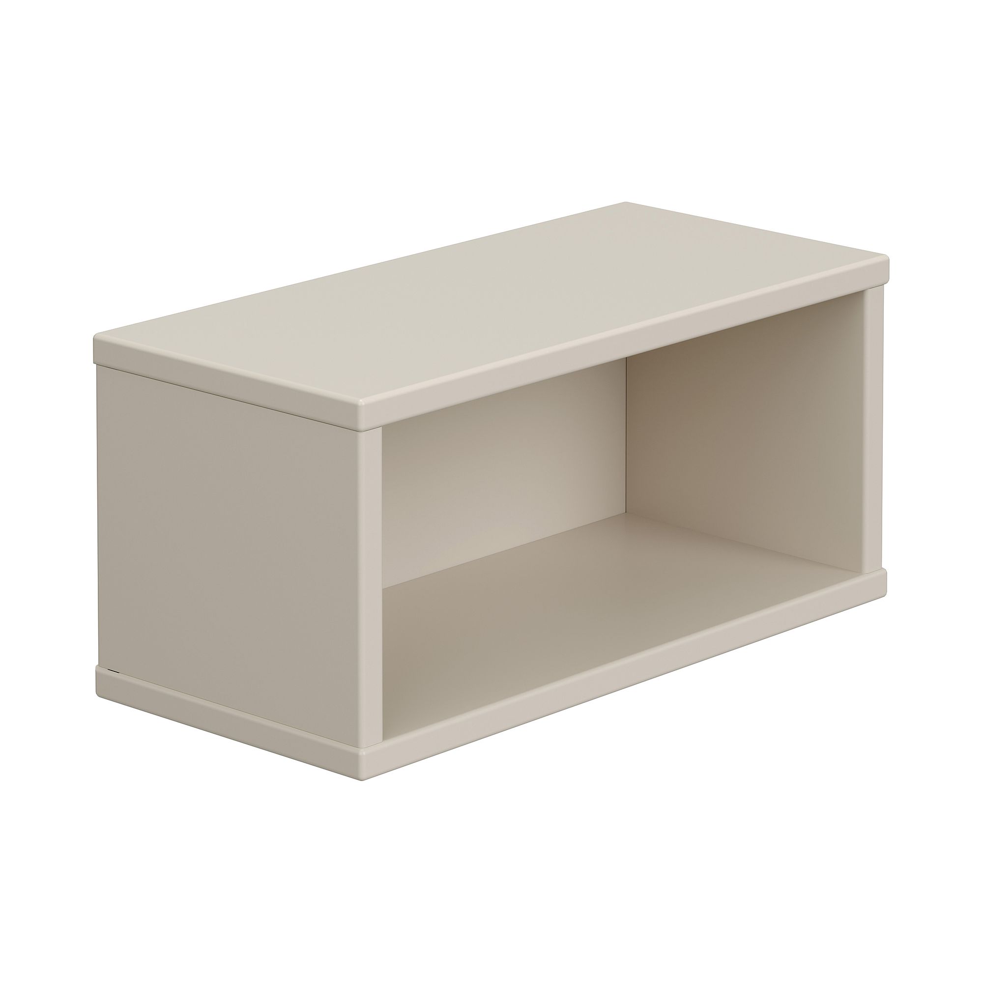 Wandregal Wandbox, rechteckig, 40 x 18,5 cm, Cashmere-Beige Beigefarbenes rechteckiges offenes Regal mit einem einzigen Fach auf weißem Hintergrund.