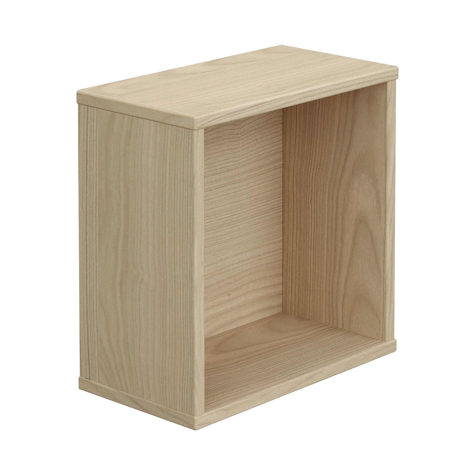 Wandregal Wandbox, quadratisch, 35 x 35 cm, Scandinavian-Wood Rechteckige offene Aufbewahrungsbox aus hellem Holz mit glatten, glatten Oberflächen.