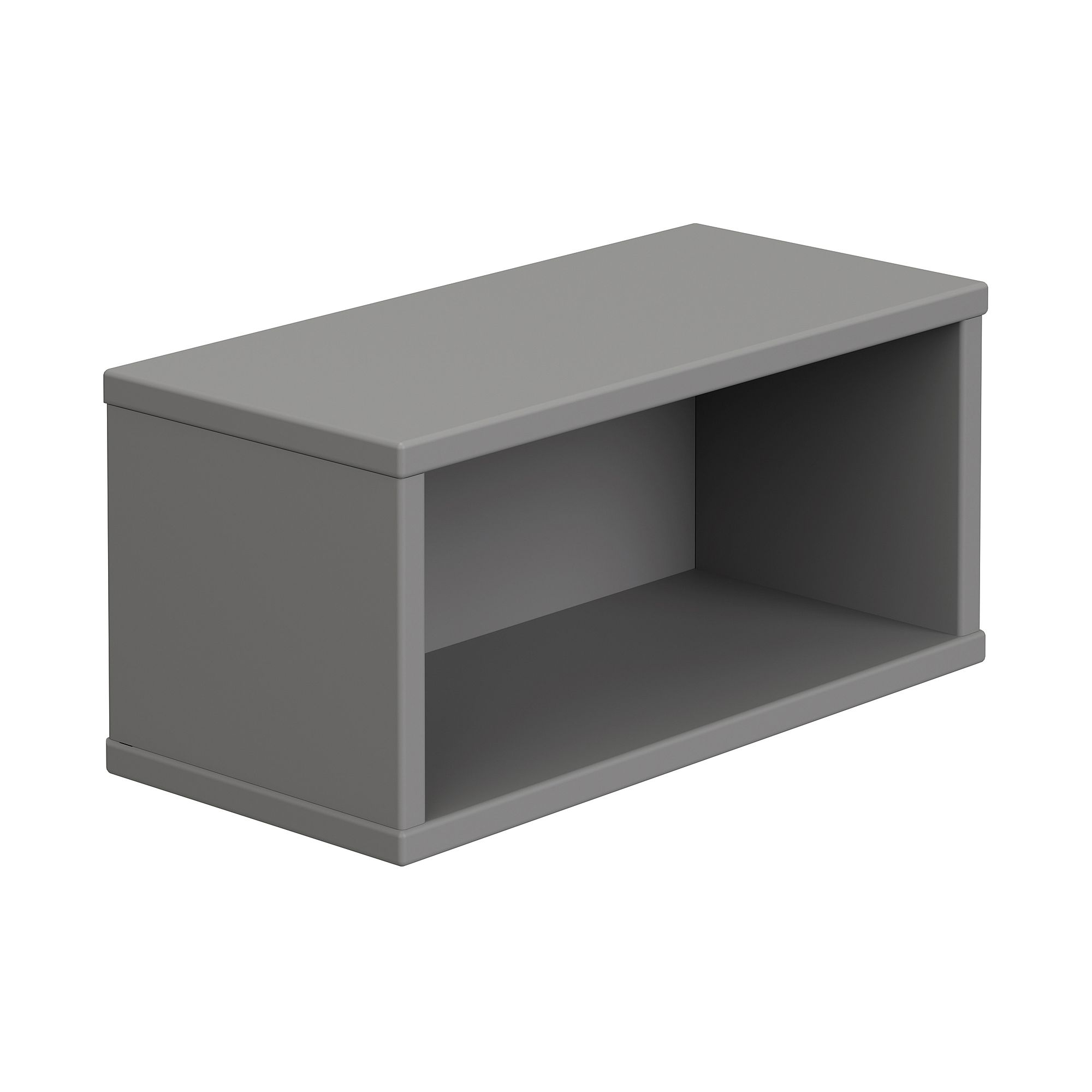 Wandregal Wandbox, rechteckig, 40 x 18,5 cm, Schiefergrau Ein graues rechteckiges offenes Regal mit einem einzigen Fach.