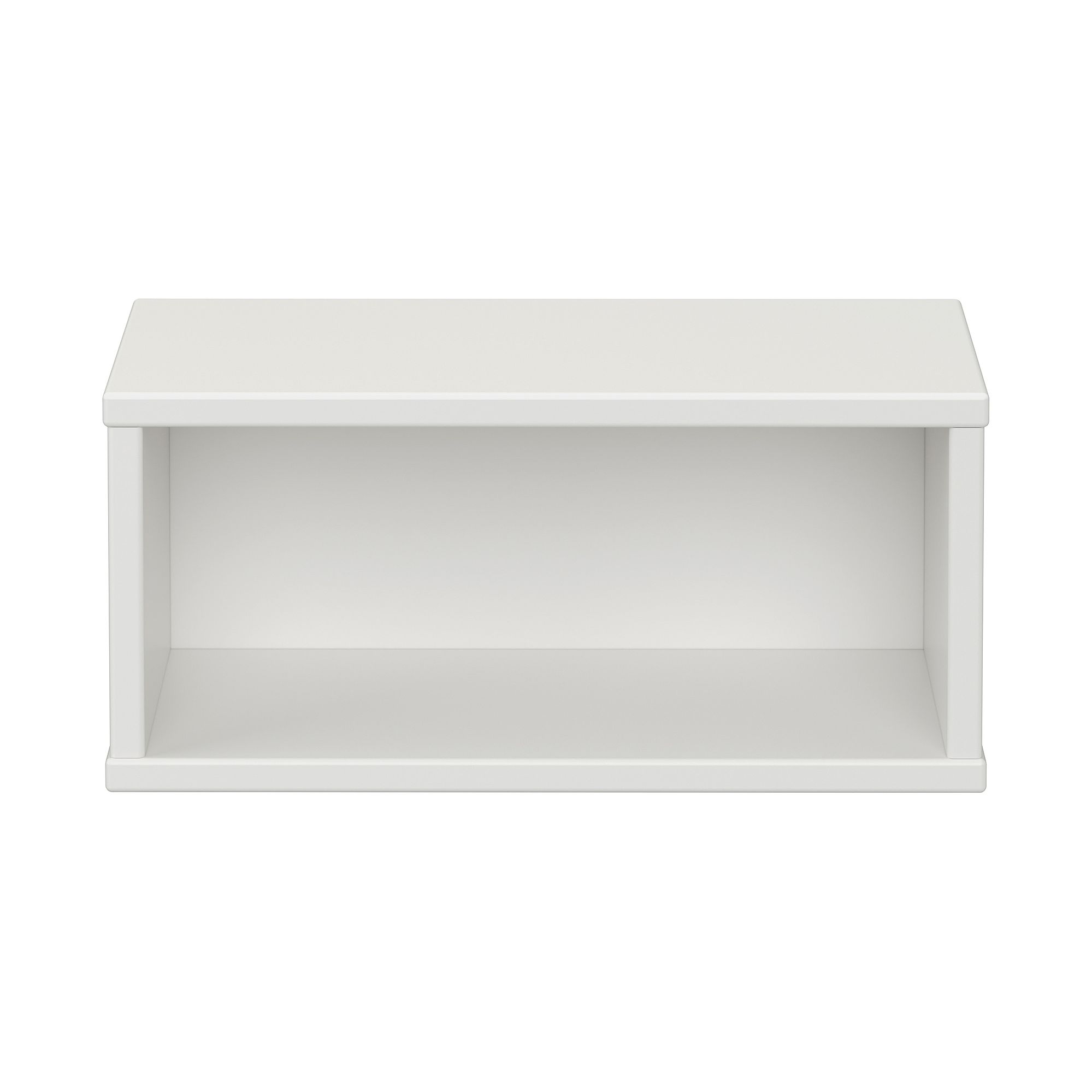 Wandregal Wandbox, rechteckig, 40 x 18,5 cm, Off-White Weißer rechteckiger offener Regalkasten, von vorne gesehen vor weißem Hintergrund.