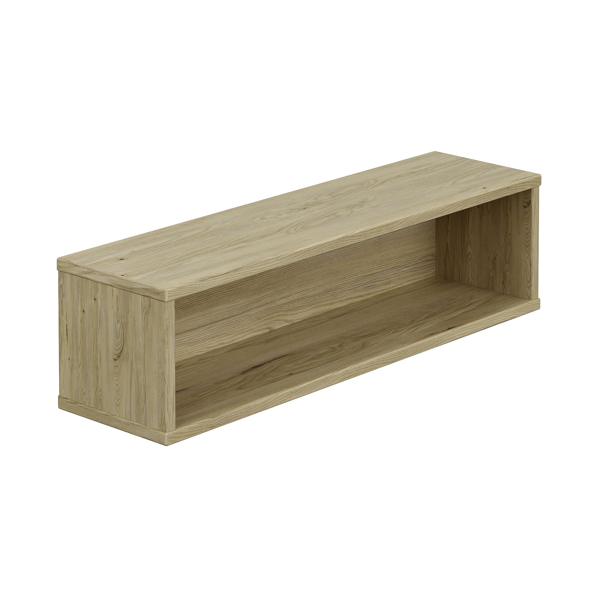 Wandregal Wandbox, rechteckig lang, 70 x 18,5 cm, Eiche-Montana Rechteckiges offenes Regal aus hellem Holz mit einfachem, minimalistischem Design.