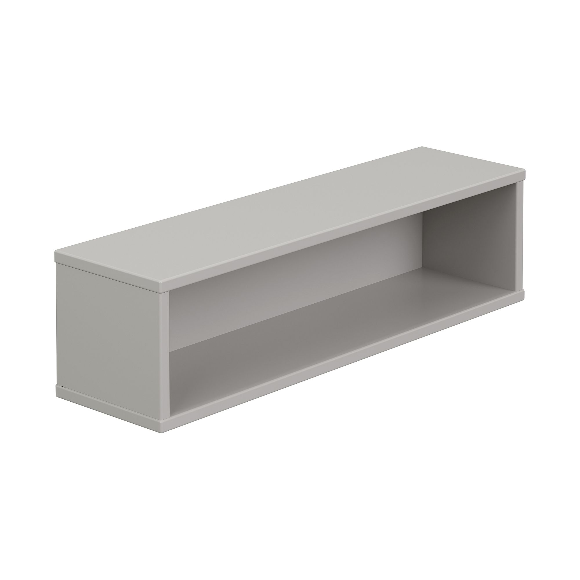 Wandregal Wandbox, rechteckig lang, 70 x 18,5 cm, Kieselgrau Rechteckiges graues Wandregal mit offener Front und massiven Seiten.