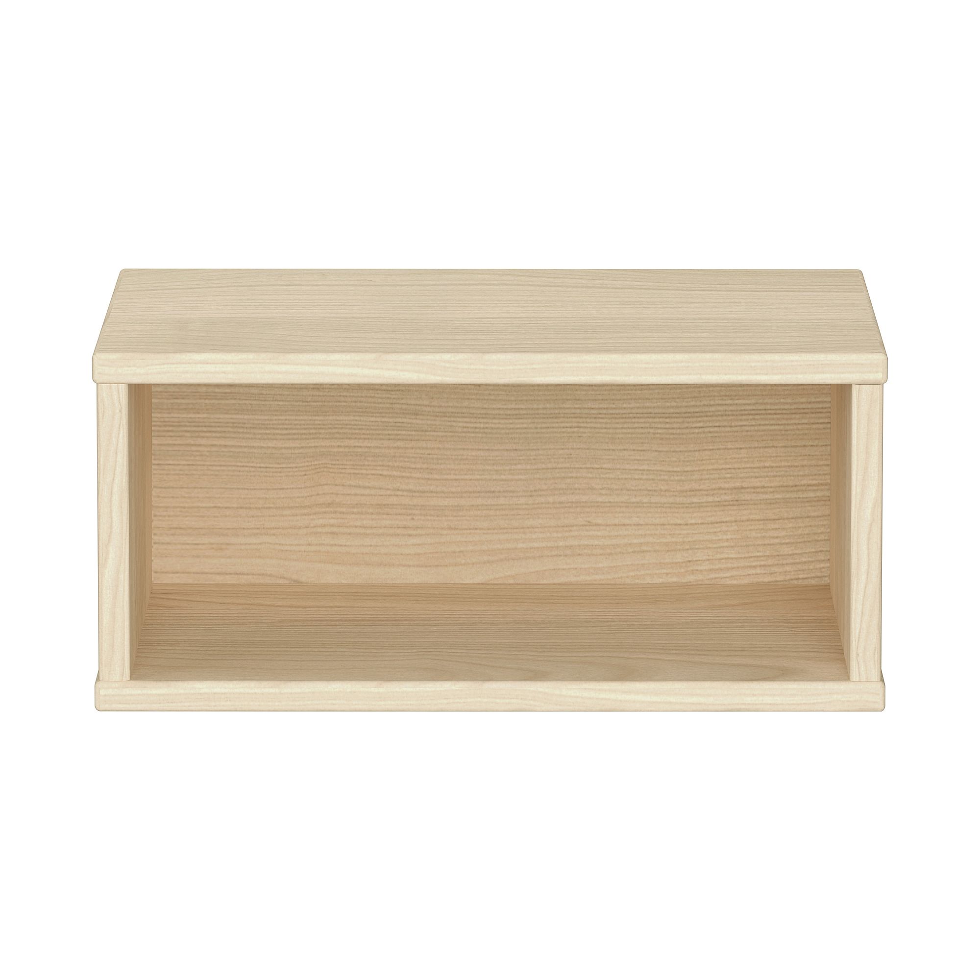 Wandregal Wandbox, rechteckig, 40 x 18,5 cm, Scandinavian-Wood Eine rechteckige, offene Aufbewahrungsbox aus hellem Holz ohne Einlegeböden oder Türen.